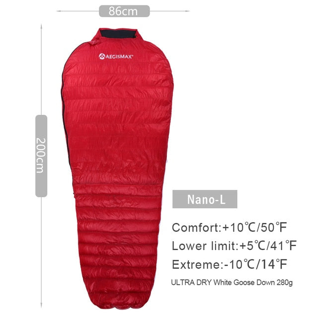 Aegismax Ultra-Light Adult Down Mummy Bag Three Season Goose Down Sleeping Bag