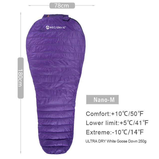 Aegismax Ultra-Light Adult Down Mummy Bag Three Season Goose Down Sleeping Bag