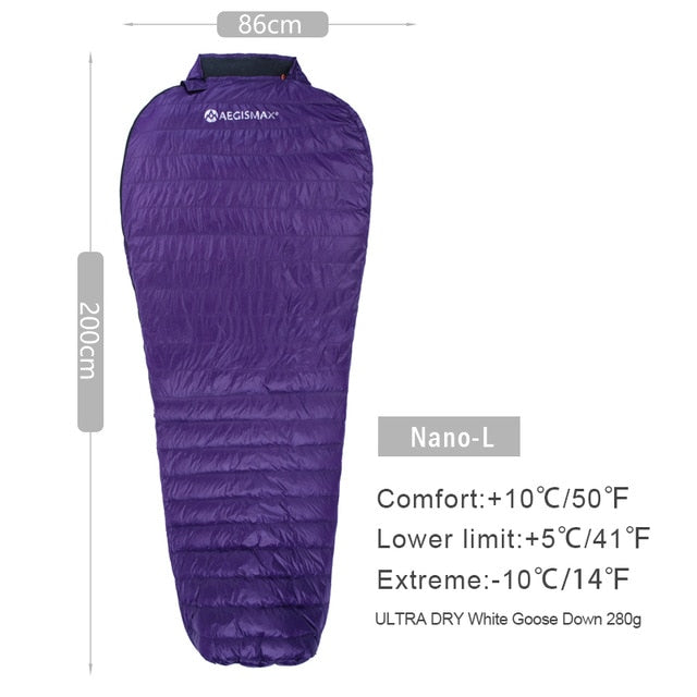 Aegismax Ultra-Light Adult Down Mummy Bag Three Season Goose Down Sleeping Bag