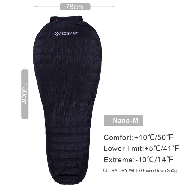 Aegismax Ultra-Light Adult Down Mummy Bag Three Season Goose Down Sleeping Bag