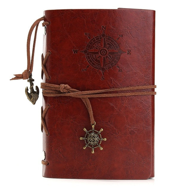 Kicute Vintage Retro Leather Cover Notebooks Personal Diary Journals Agenda Kraft Paper Sketchbook Handmade Travel Notebook Gift